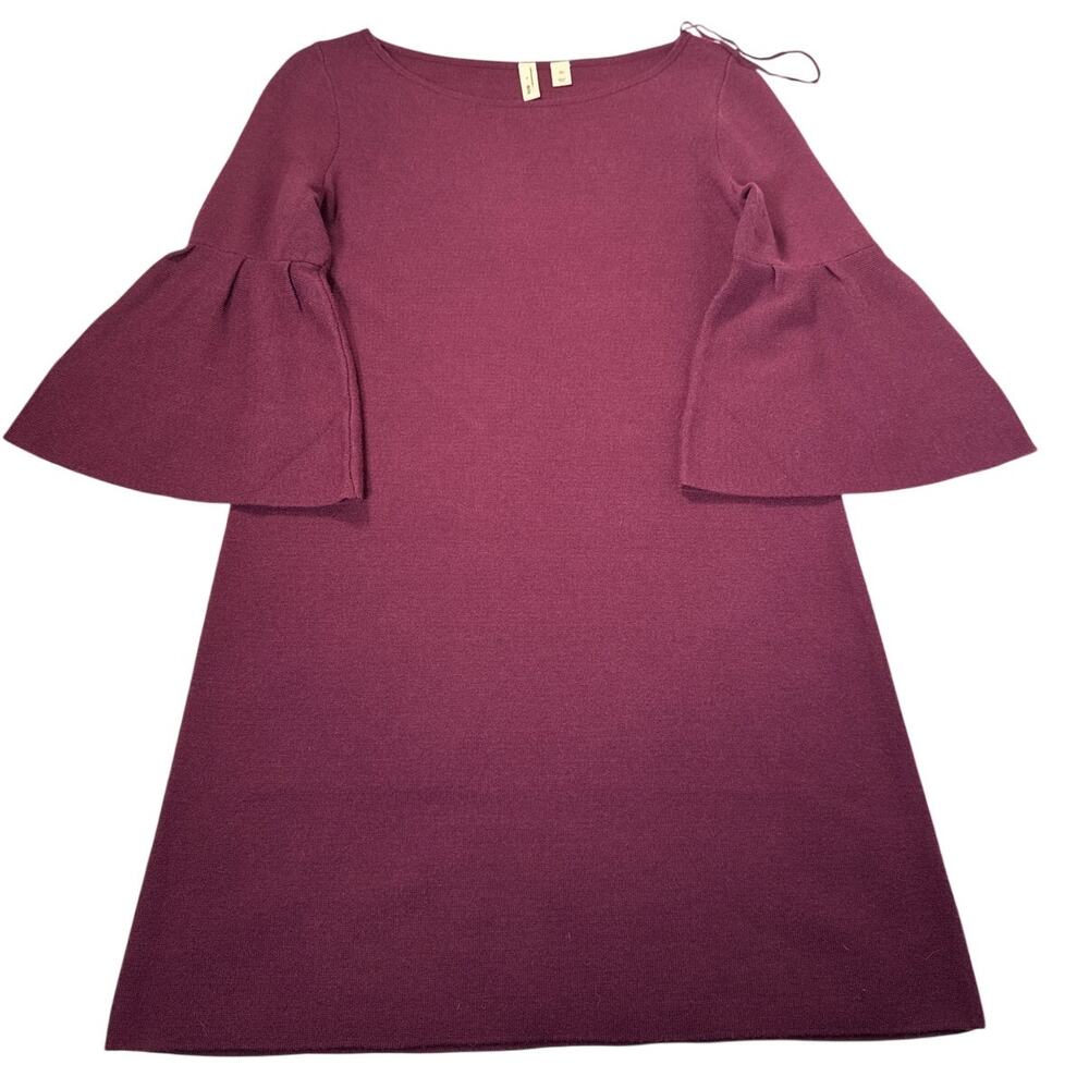 Moth Anthropologie Chester Bell Sleeve Sweater Dress XS Burgundy Knit Tunic